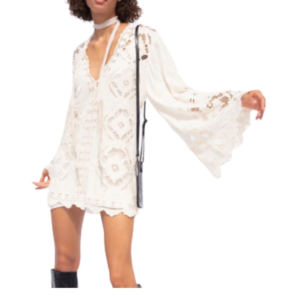 NWOT Free People Northern Lights Bali Cutwork Mini Dress Ivory- XS … festivals
